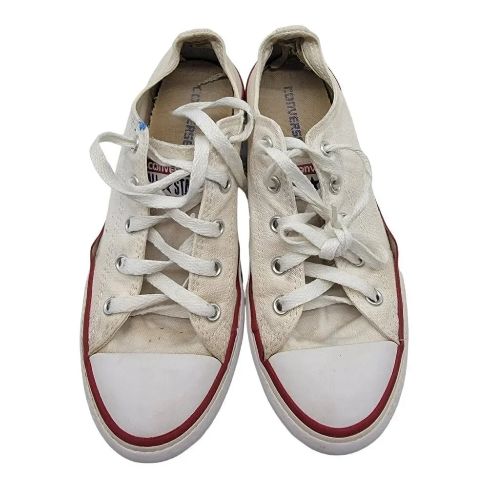 Converse Chuck Taylor All Star Kids 3 OX Skate Shoes White Red 3J256 Lace Up